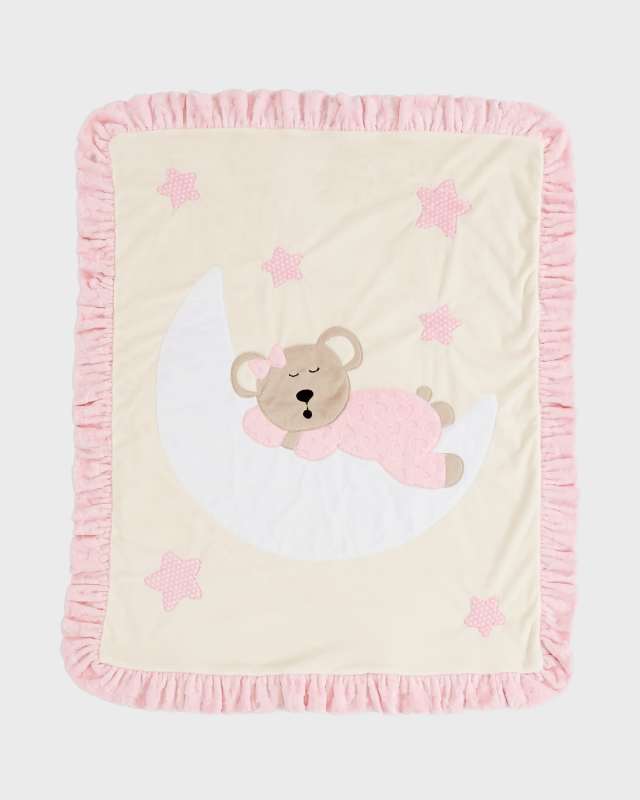 Goodnight Teddy Baby Blanket, Pink